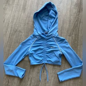BO TEE CROPPED WORKOUT HOODIE BLUE